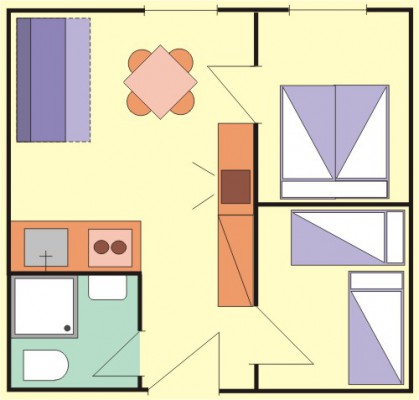 Схема - апартамент F2 (2+2)